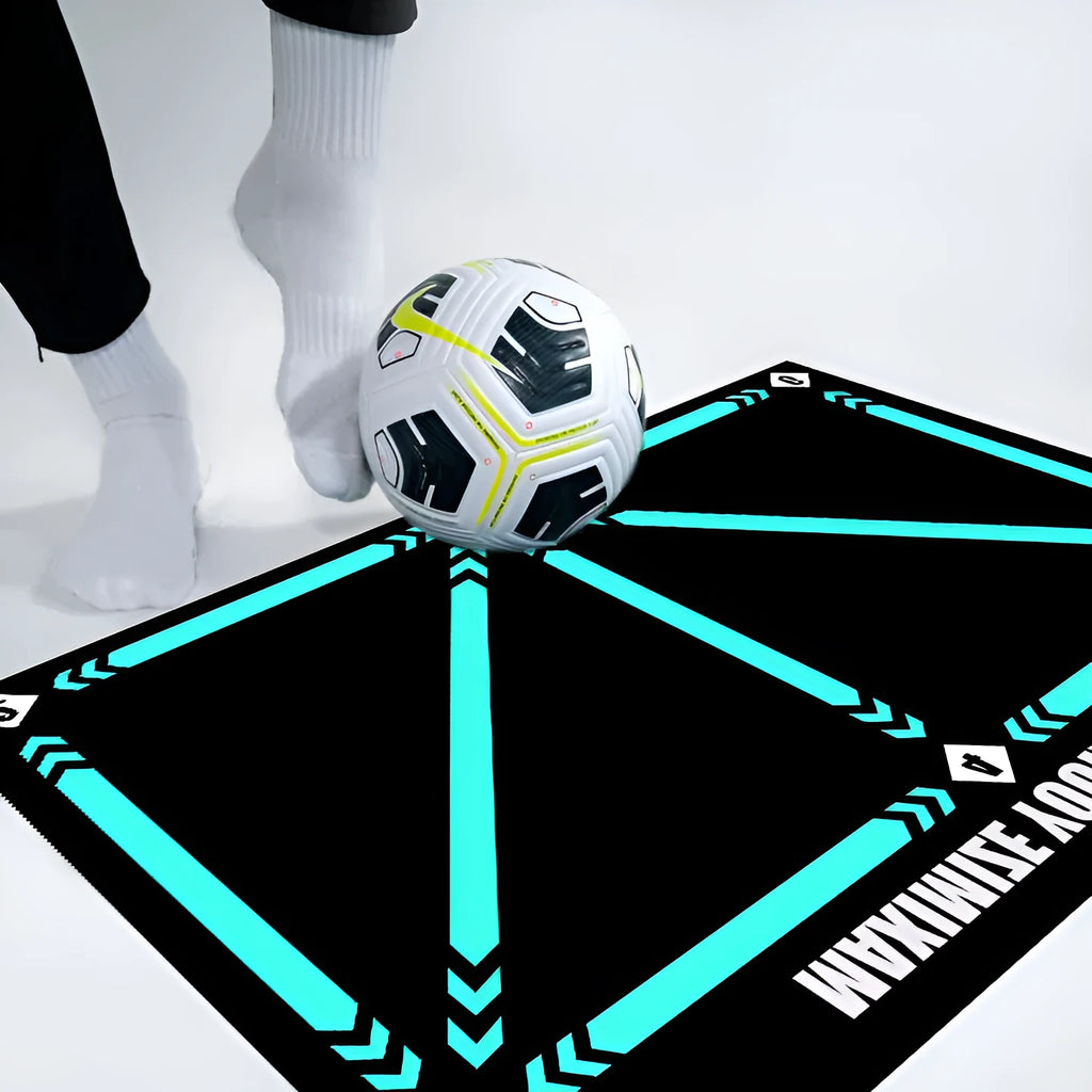Indoor football training mat with rubber surface for skill lifting practice