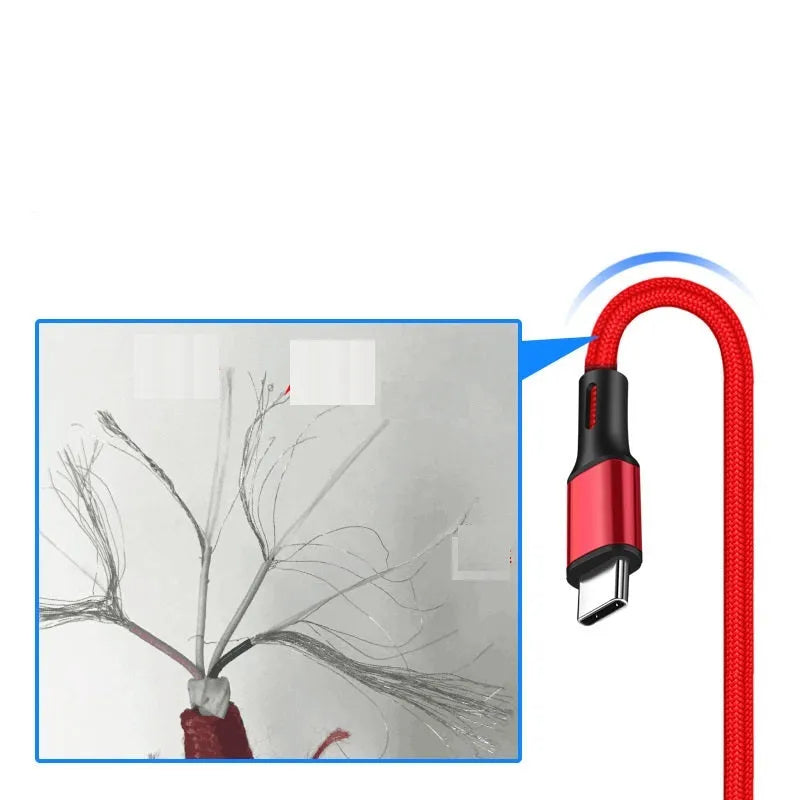 Black USB to TYPE C mobile phone charging cable shown at 2 metre length.