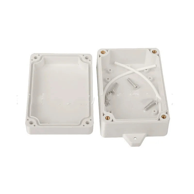 F4B-1 model black ABS plastic waterproof box for electronics, dimensions 100mm by 68mm by 40mm.