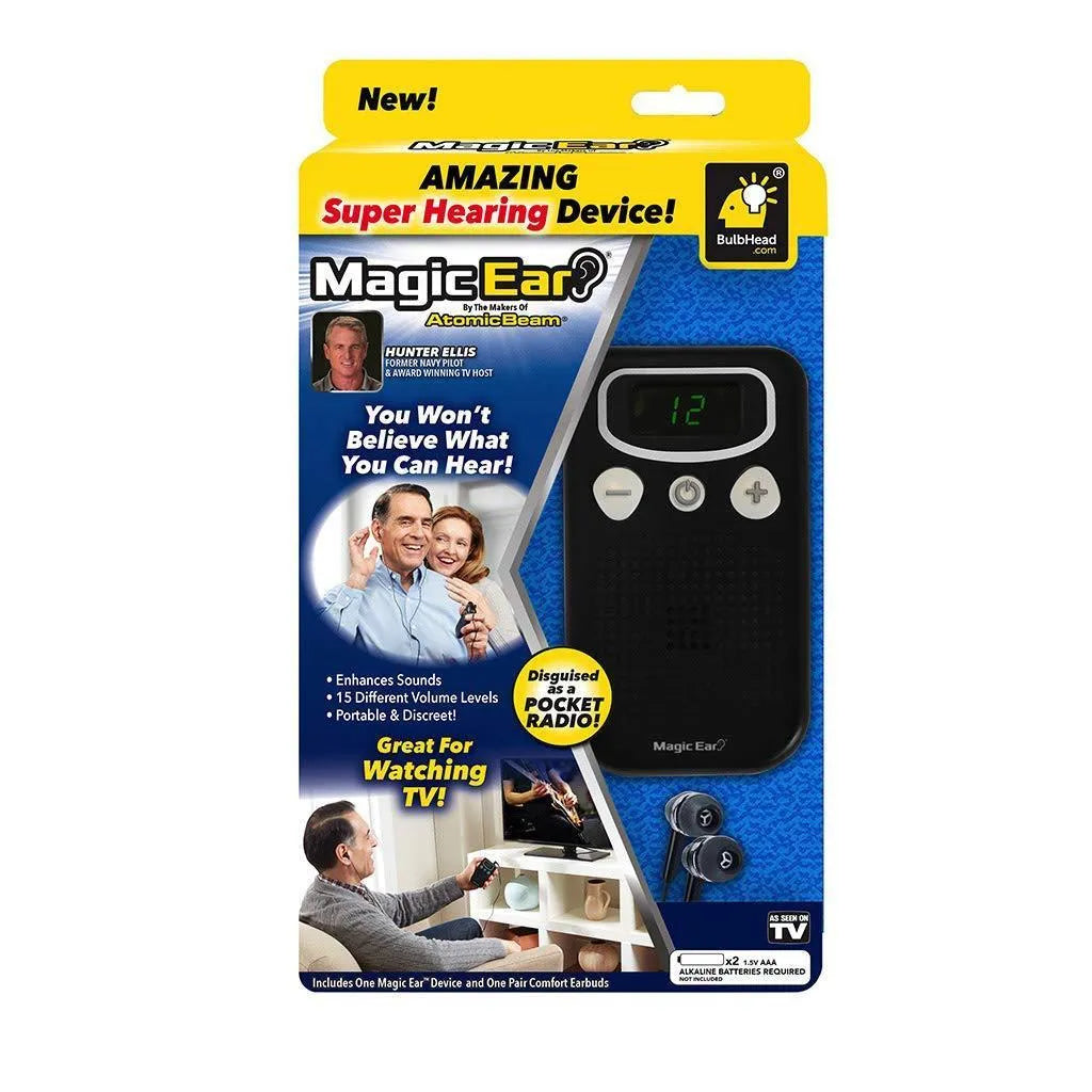 Digital display handheld hearing aid booster sound amplifier in brilliant colour.