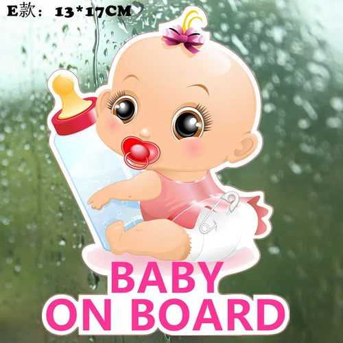 Baby on board reflective car bumper sticker with PET material in ten different baby designs