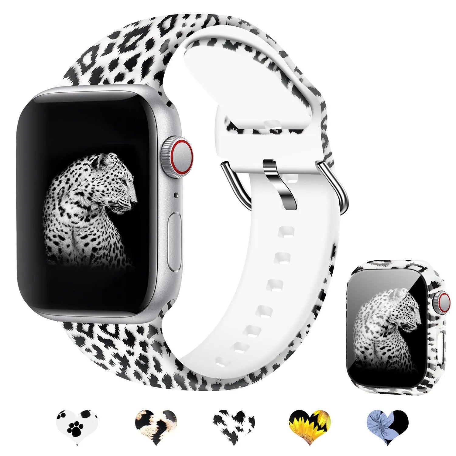 Printed silicone replacement watch strap for Apple Watch in multiple sizes and design styles