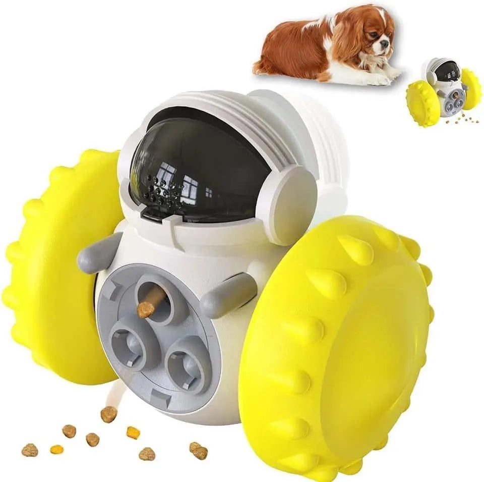Robot-style self-balancing dog treat dispenser toy for small dogs and cats in five colour options