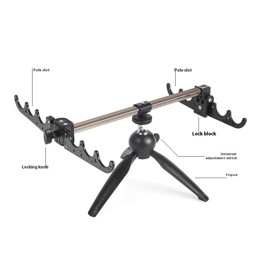 Aluminium alloy ice fishing triangle rod holder bracket or tripod on ice.
