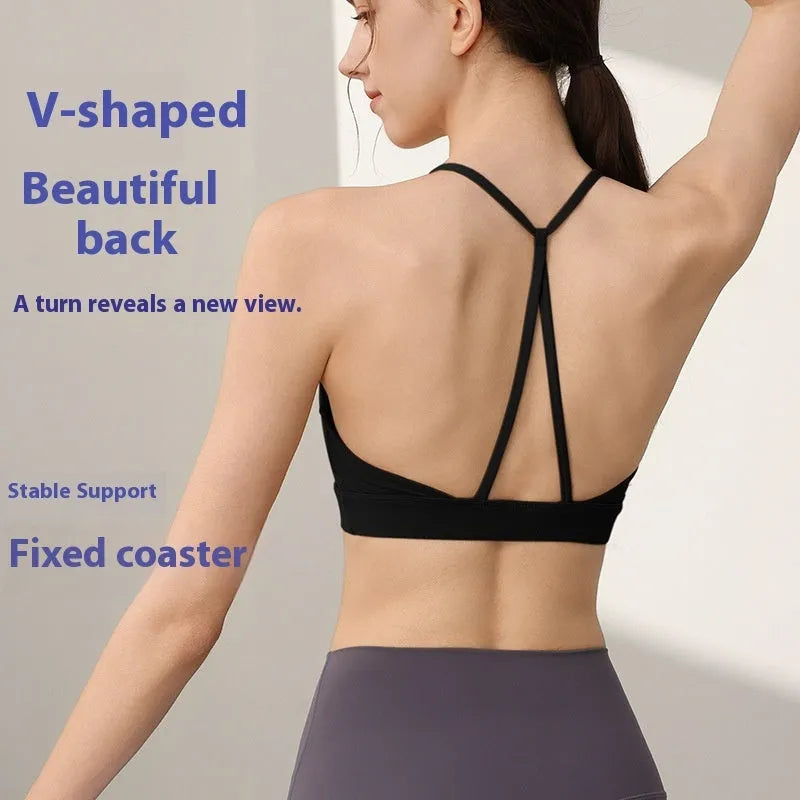 Women's nylon sports vest with fixed double-shoulder straps in multiple colour options