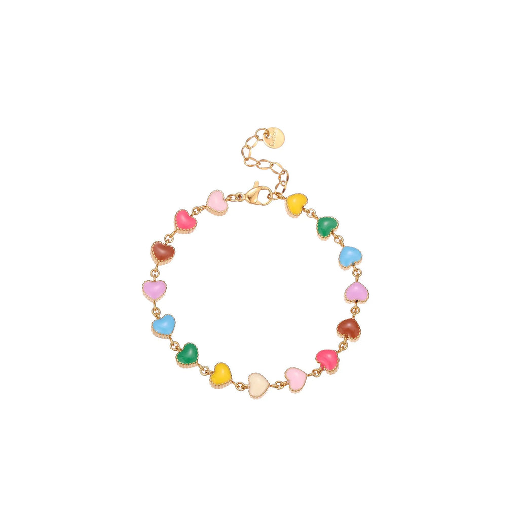 Women's heart-shaped titanium steel bracelet in gold or steel colour with electroplated finish