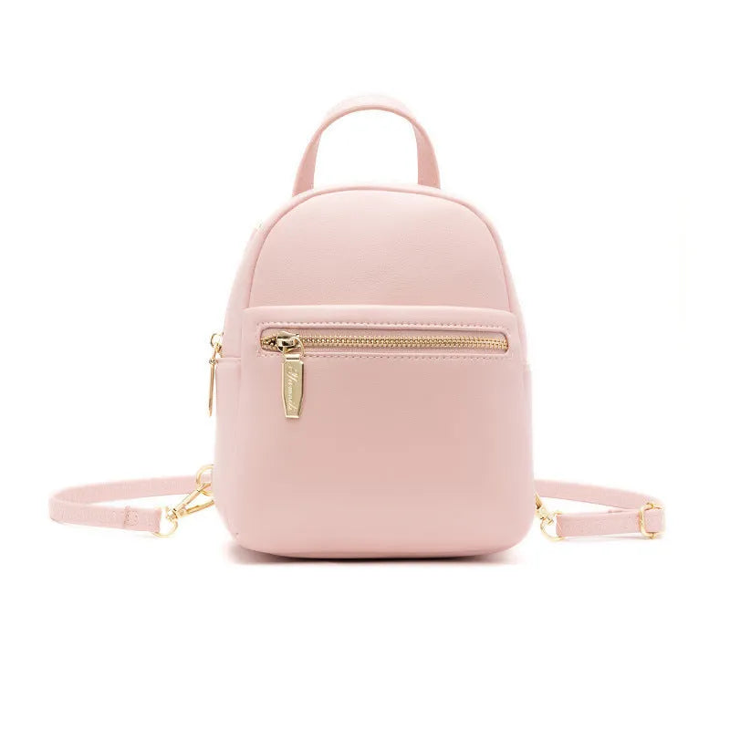 Soft PU mini backpack in street style with three-dimensional pocket and contrast trim