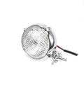Retro-style black electroplated aluminium Harley headlamp with 8cm diameter and yellow halogen bulb