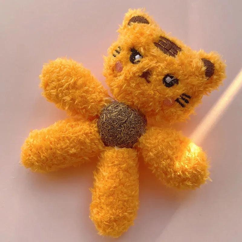 Edible catnip ball cat toy in animal design for chewing and teeth cleaning
