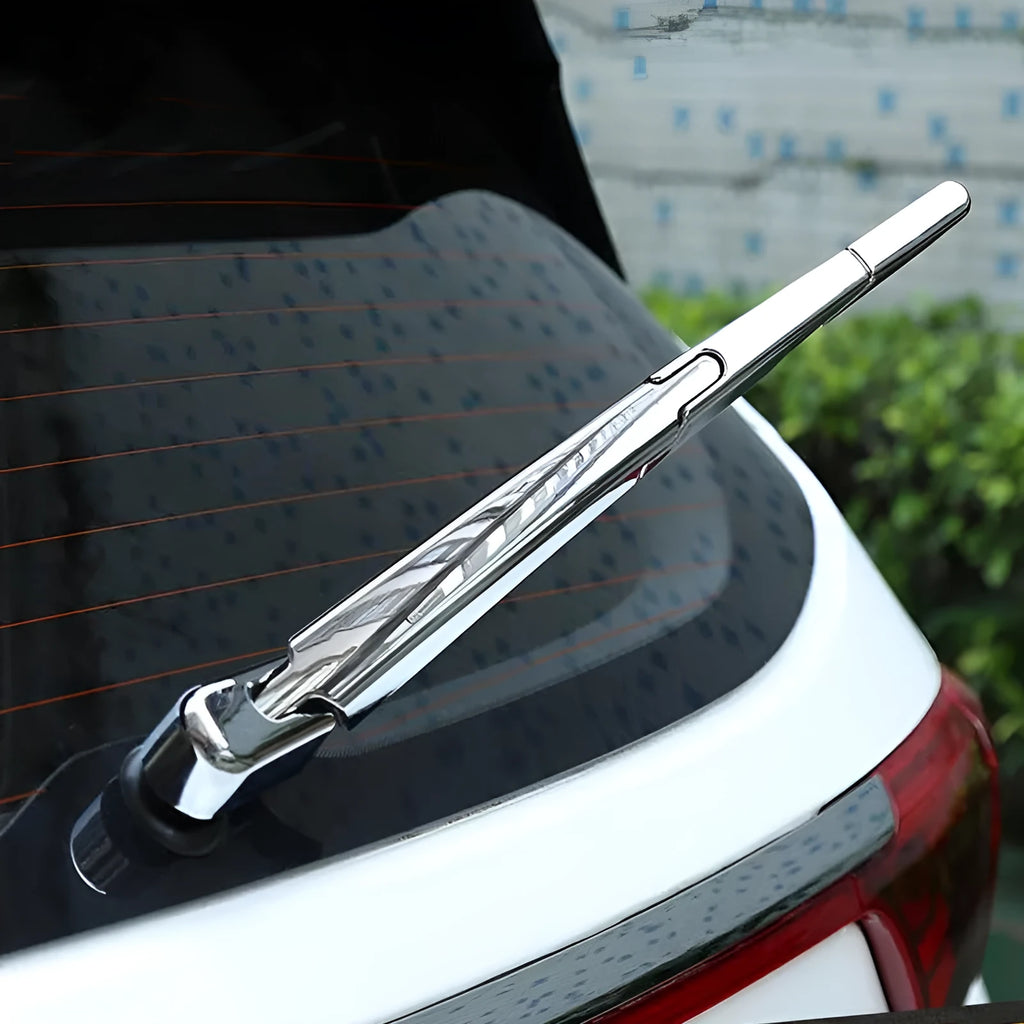 Set of four silvery ABS plastic rear window wiper trim covers for a Hyundai car.