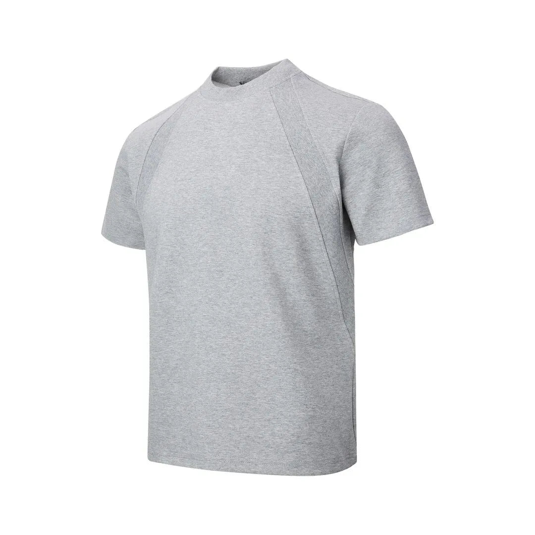 Men's loose fit short sleeve top with air layer stitching in black, grey, or white