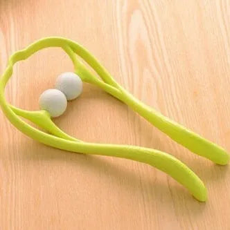 Plastic swan-shaped neck massager hand roller with adjustable stand in blue colour showing 3D floating-point massage design