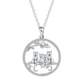 Women's necklace with four kitten pendant on copper cross chain, electroplated finish