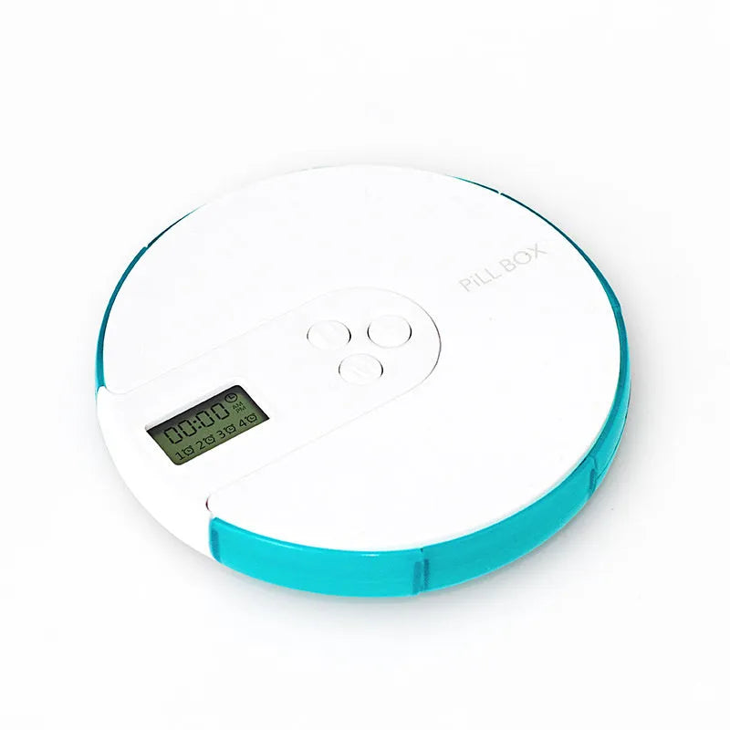 7-compartment electronic pill dispenser with alarm clock timer in multiple colour options