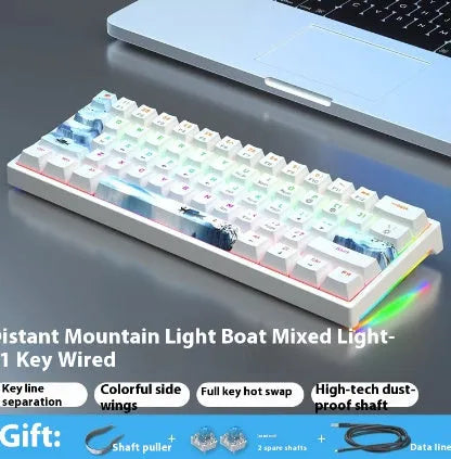 61-key compact mechanical keyboard with hot-swappable Gateron switches and wired USB connection