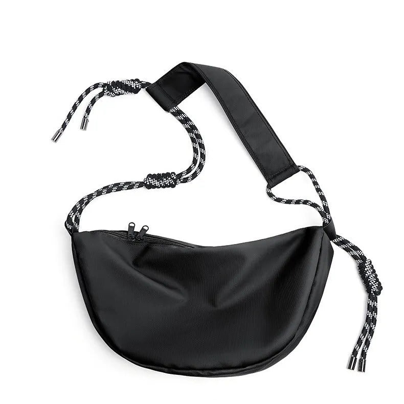 Men's lightweight nylon messenger bag in solid colour with large capacity for commuting and exercise
