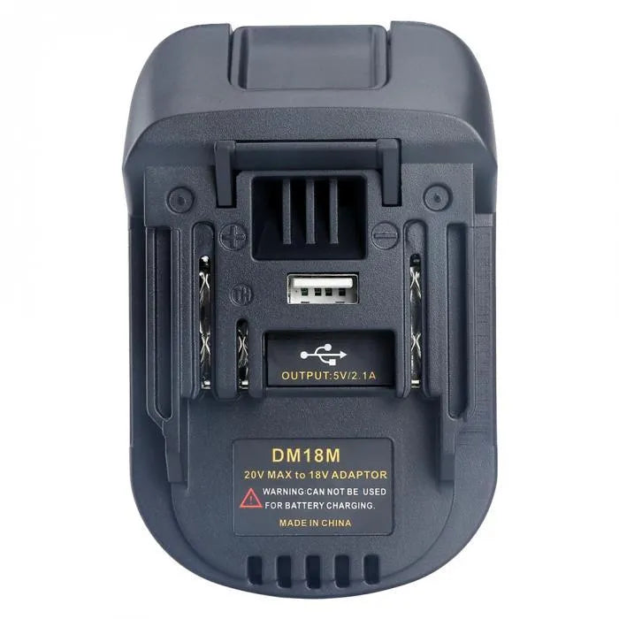 Black Milwaukee to MAKITA battery adapter for DM18M tools using H99F batteries, measuring 125x90x65 cm