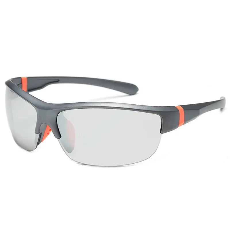 Men's athletic cycling sunglasses with semi-frameless frame in various colour options