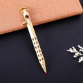 Brass hexagon bolt pen with six-angle design and 0.5mm tip, shown with brass natural and retro black ink options.