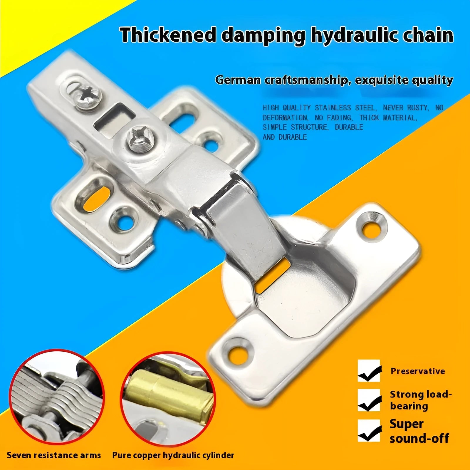 761 hydraulic damping cabinet hinge with nickel plating finish, cold rolled steel construction
