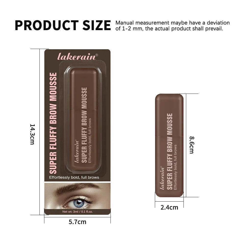 Eyebrow cream mousse in six colour shades with applicator for long-lasting brow definition