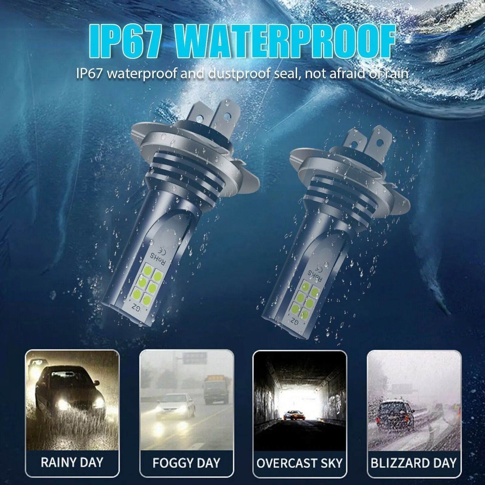 110W LED car fog lamp with aviation aluminium housing and multiple bulb base options