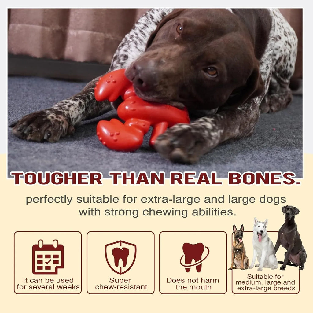 Red nylon dog chew toy for aggressive chewers measuring 170mm length