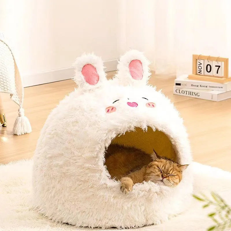 Semi-enclosed cat litter kennel yurt tent nest for indoor cats, three sizes