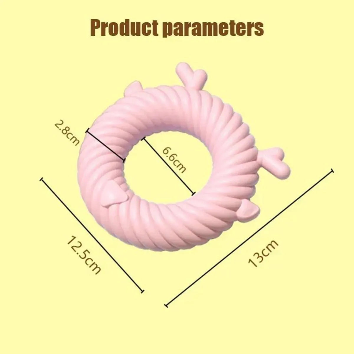 TPR dog teething chew toy in deer shape with spiral groove, light blue colour