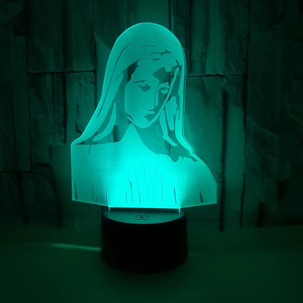 3D LED night light with colourful dual ring pattern on acrylic panel and ABS base.