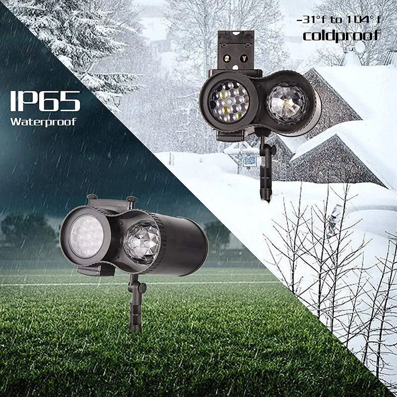 Outdoor double tube animated watermark light with IP65 waterproof rating for garden use.