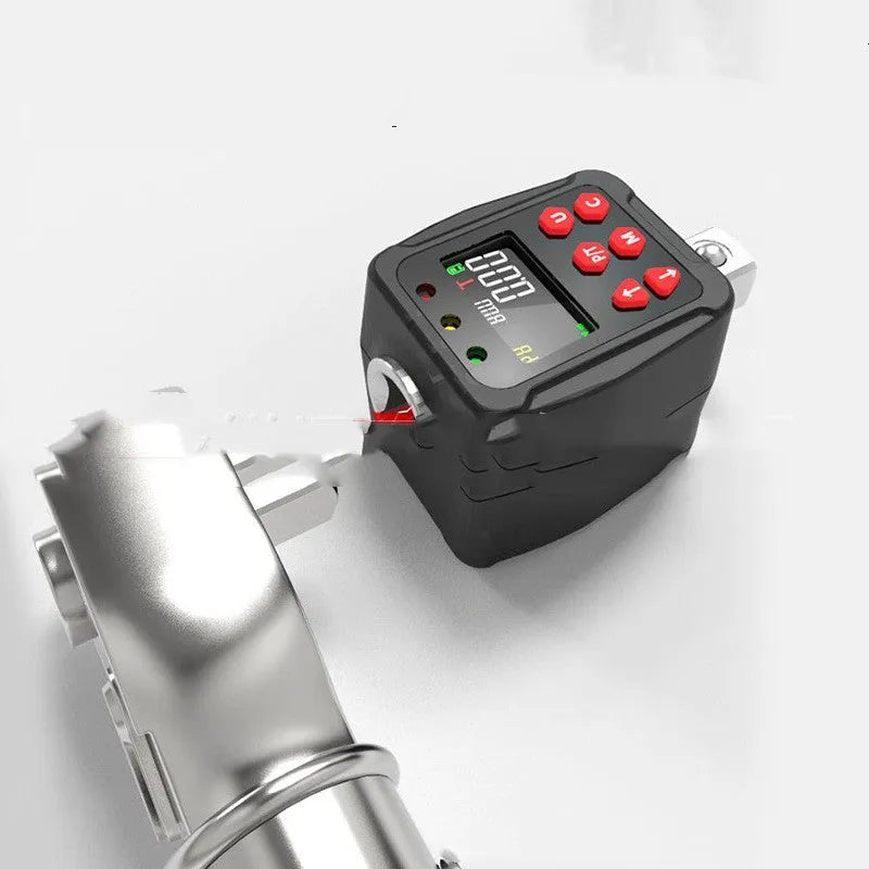 Digital torque meter with 1/2 inch square drive and display head in three-piece metal set