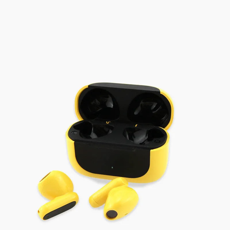 Jerry cartoon Bluetooth headphones in black, white, or yellow colours showing wireless design