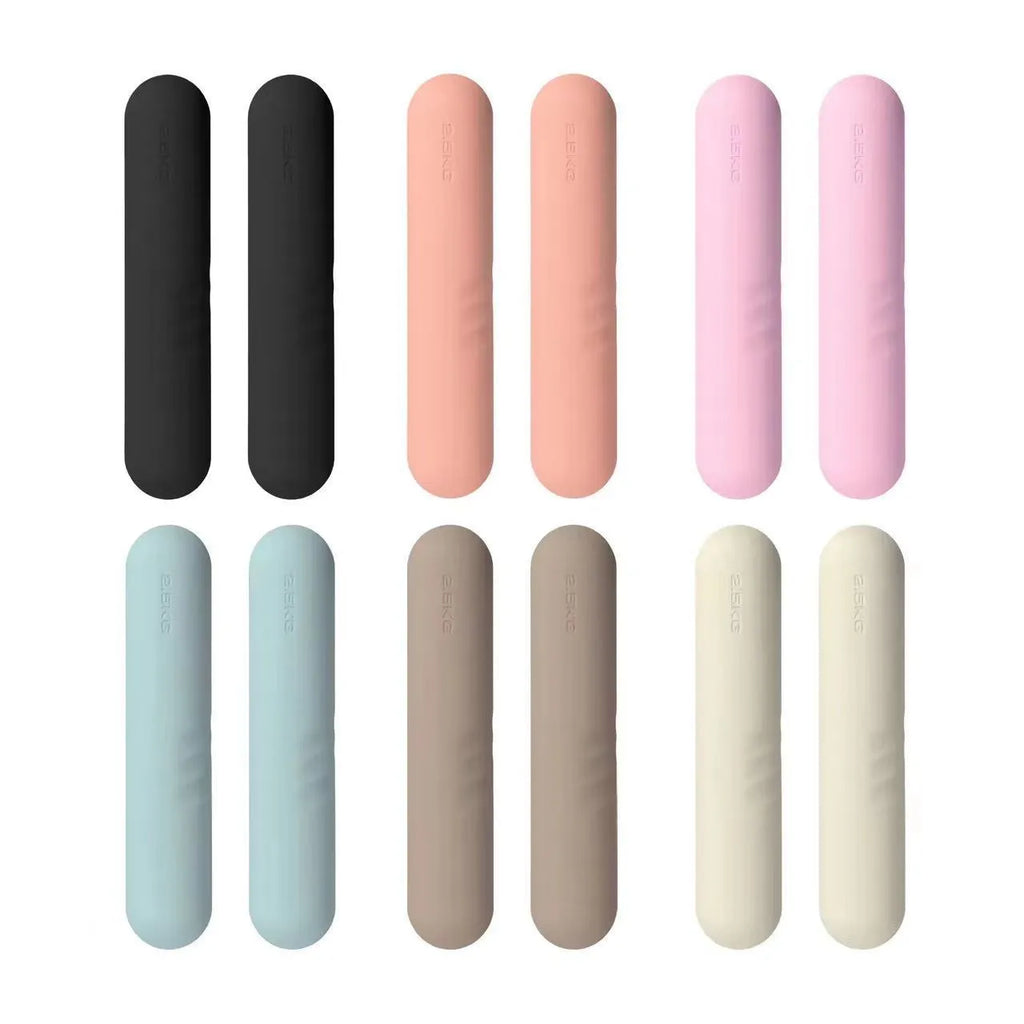 A silicone-edged hand-drawn dumbbell stick in various colours and weights for fitness training.