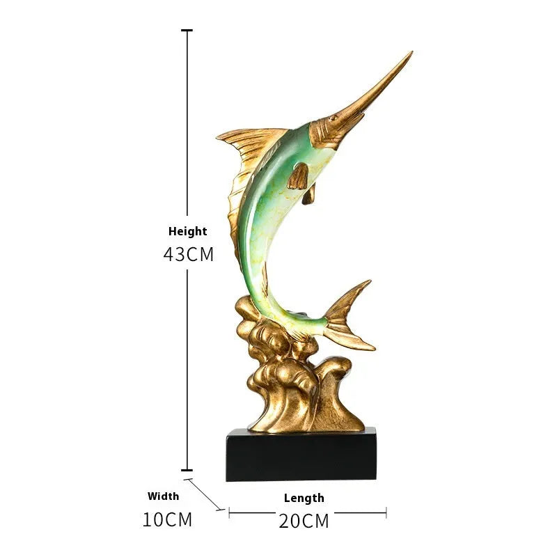 European swordfish decorative ornament made of resin in a choice of four colours.