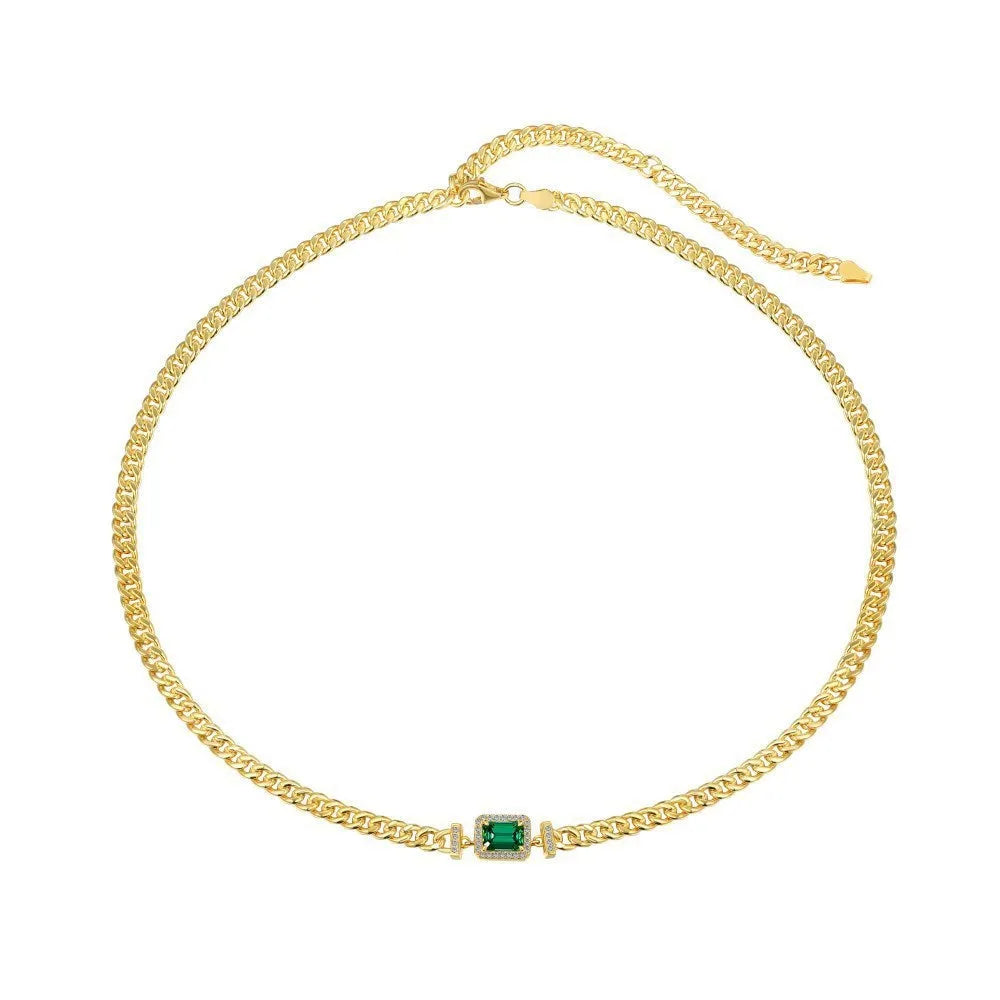 Gold electroplated 925 silver Cuban link necklace and bracelet set for women