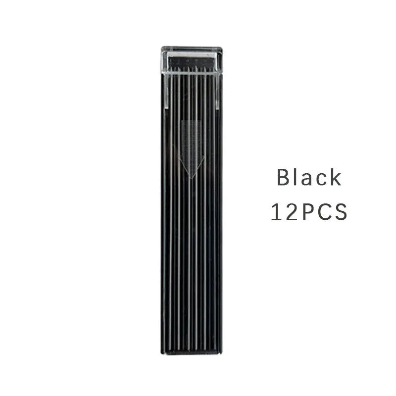 Boxed set of twelve coloured 0.7mm mechanical pencil refill leads in plastic tubes