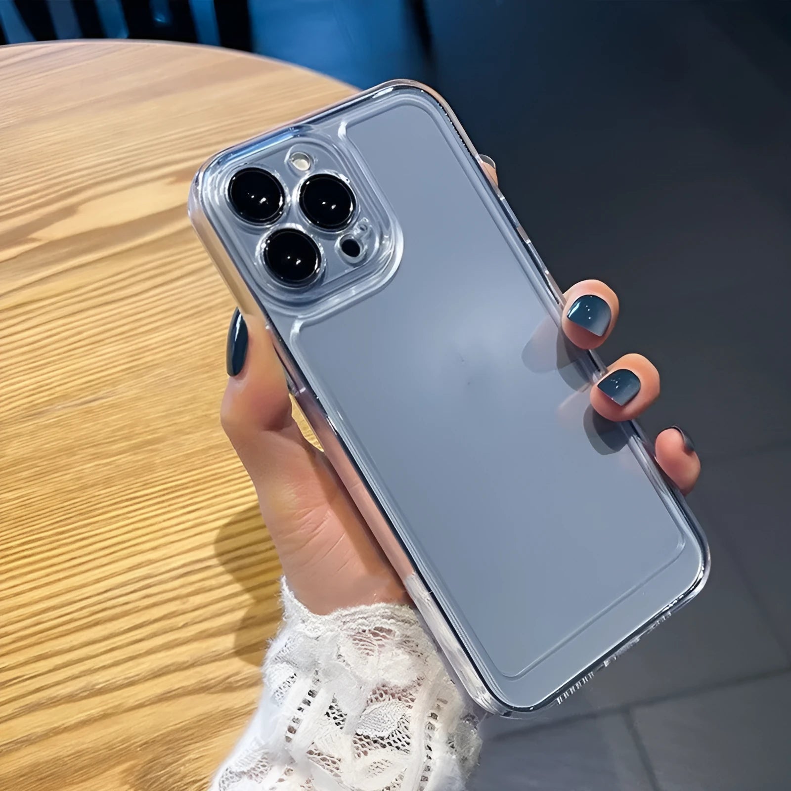Transparent TPU shockproof phone case for Apple iPhone in Space Shell colour