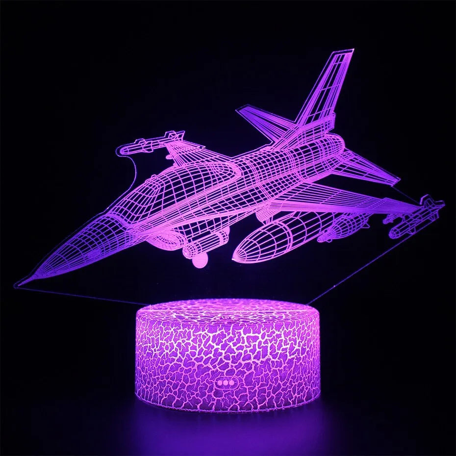 Cartoon aeroplane-shaped LED night light with acrylic shade and touch switch control