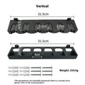 Black ABS plastic wall-mounted fishing rod holder rack in horizontal and upright frame styles