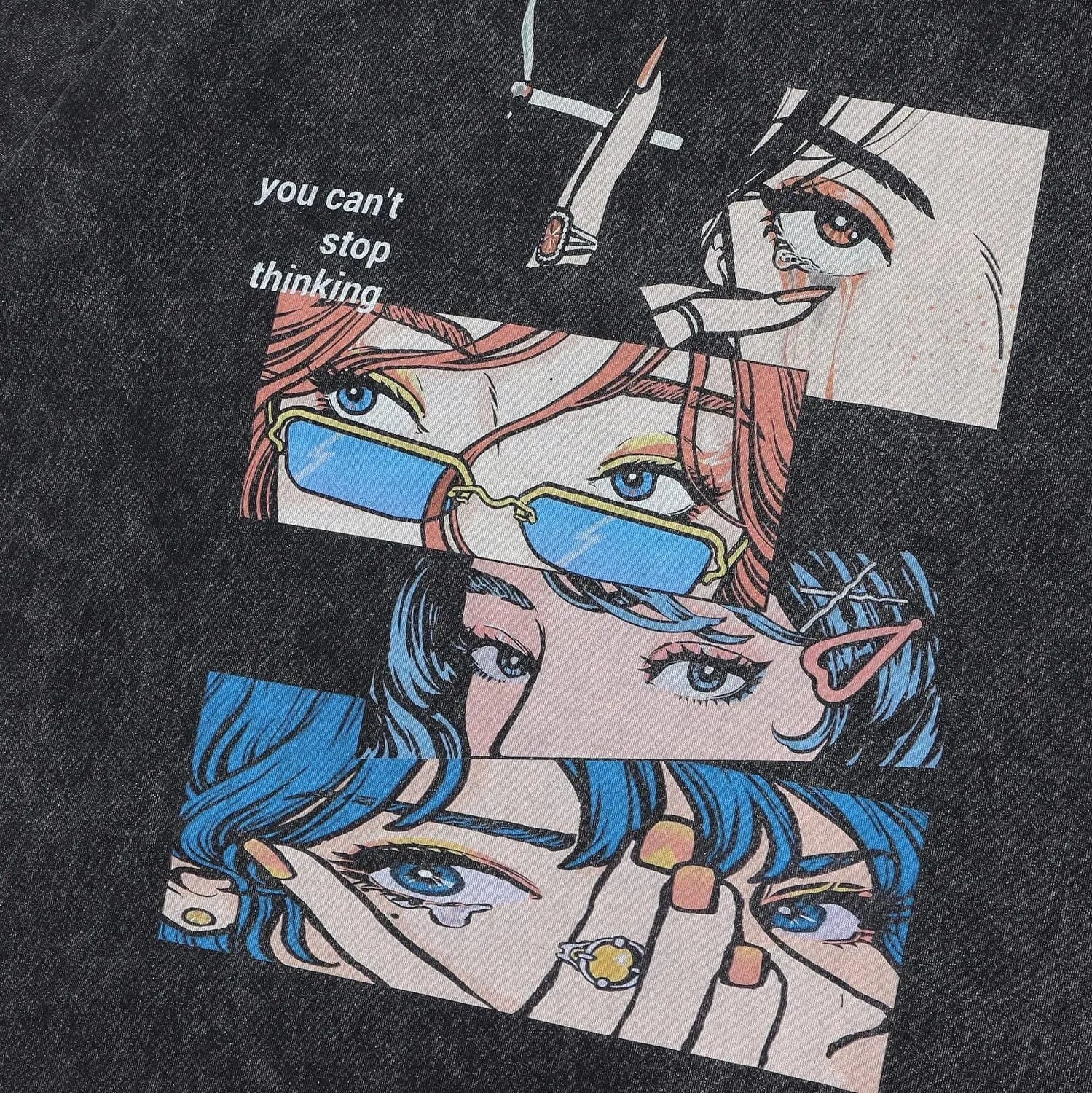 Men's retro style cotton t-shirt with cartoon print design in short sleeve loose fit for summer wear