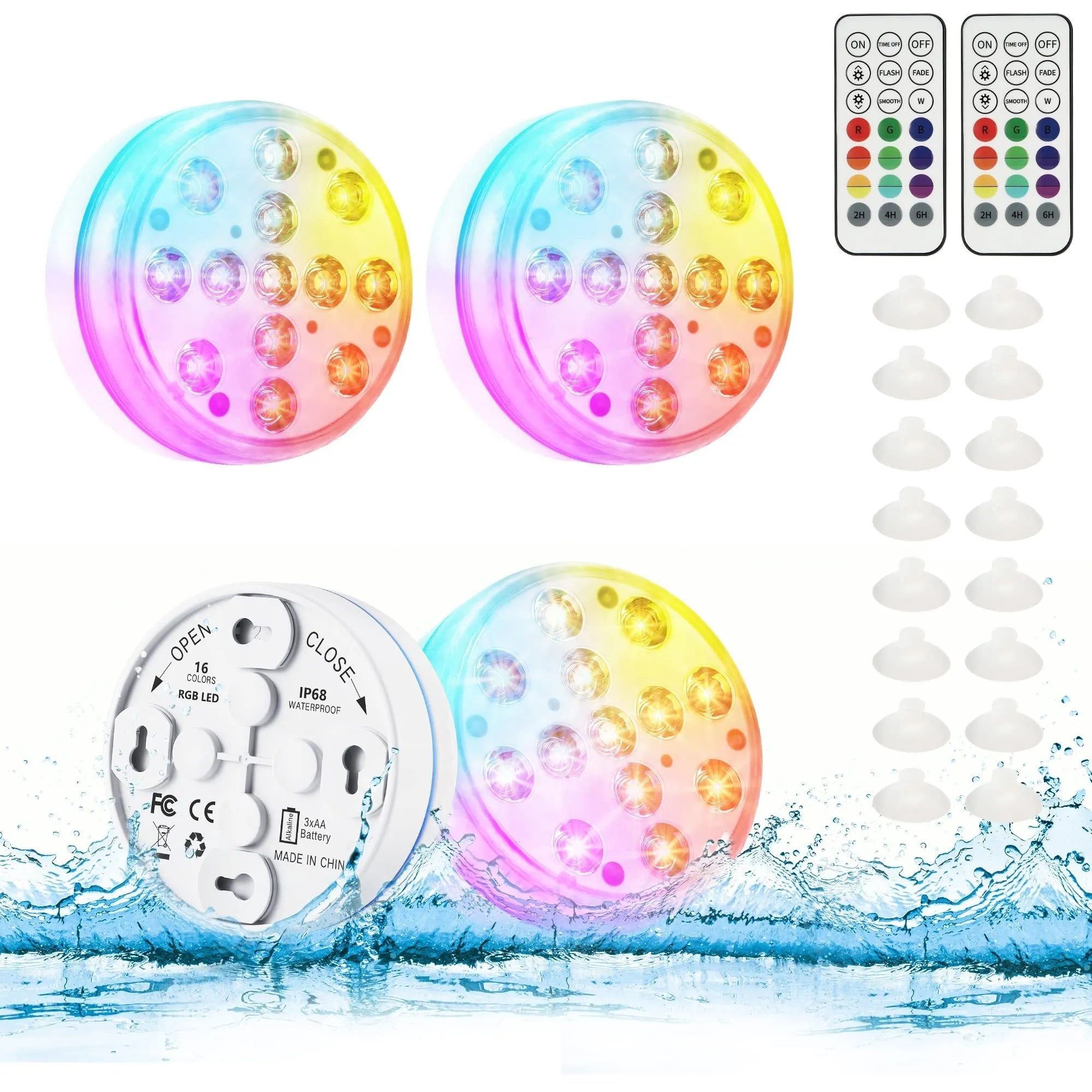 IP68 waterproof colour changing remote control diving light with ABS case for garden ponds
