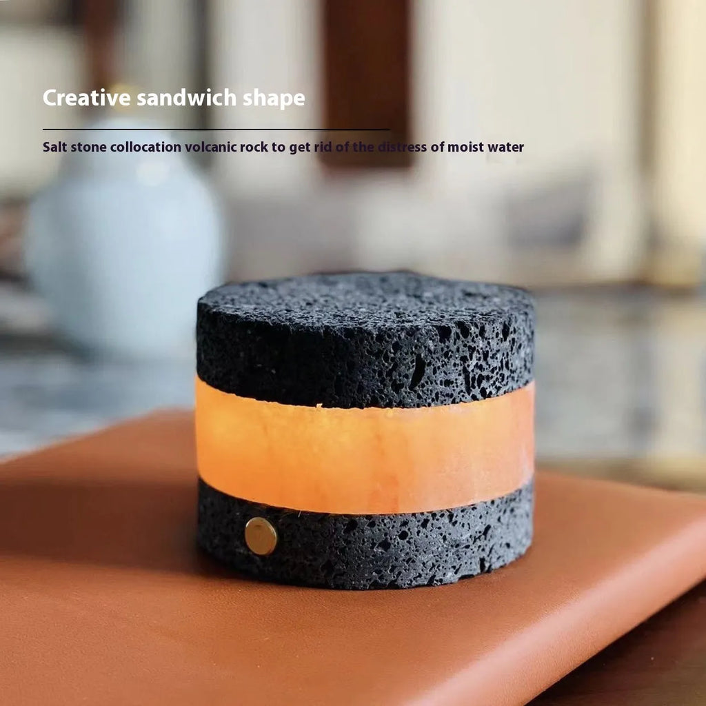 Orange volcanic rock USB charging lamp with essential oil diffusion and LED night light