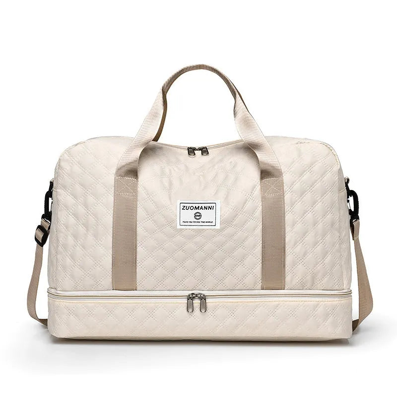 Oxford cloth portable large capacity travel bag in solid colour with 36-55L storage capacity