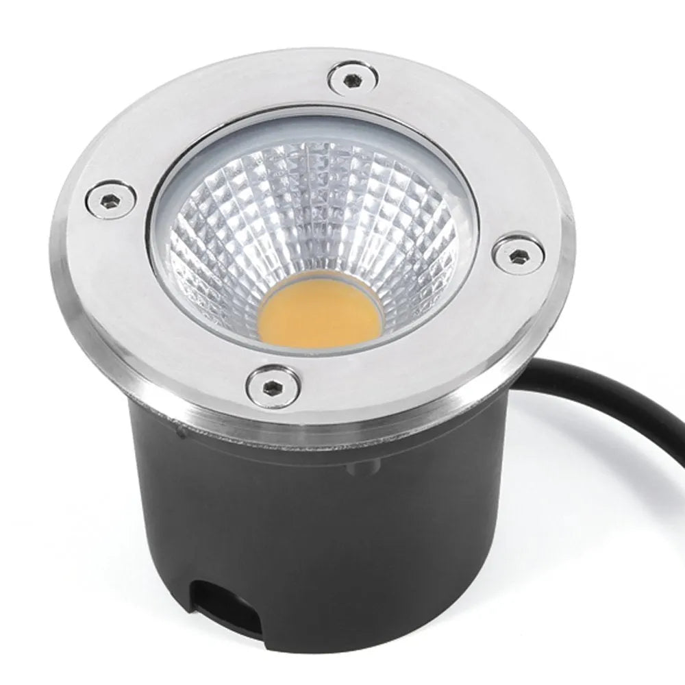 Black LED COB underground light with stainless steel cover and tempered glass lens for outdoor garden lighting