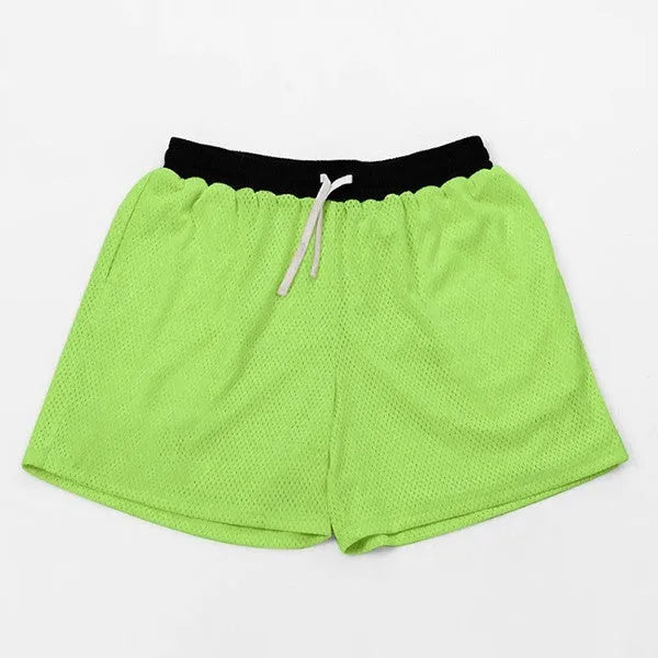 Men's solid-colour mesh quick-drying shorts in chemical fibre fabric for athletic use