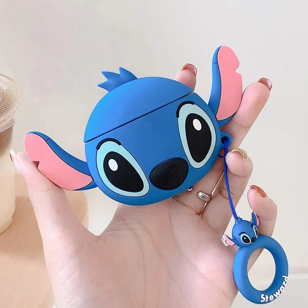 Silicone protective case for AirPods with cartoon animal designs including avocado and black cat styles