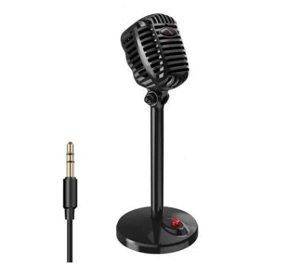 Black USB computer microphone with adjustable stand and omnidirectional pickup for podcasting and online calls