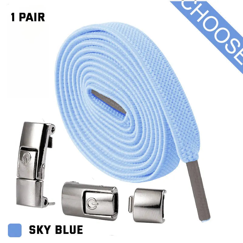 8mm wide press lock elastic shoelaces with flat profile and soft cotton construction