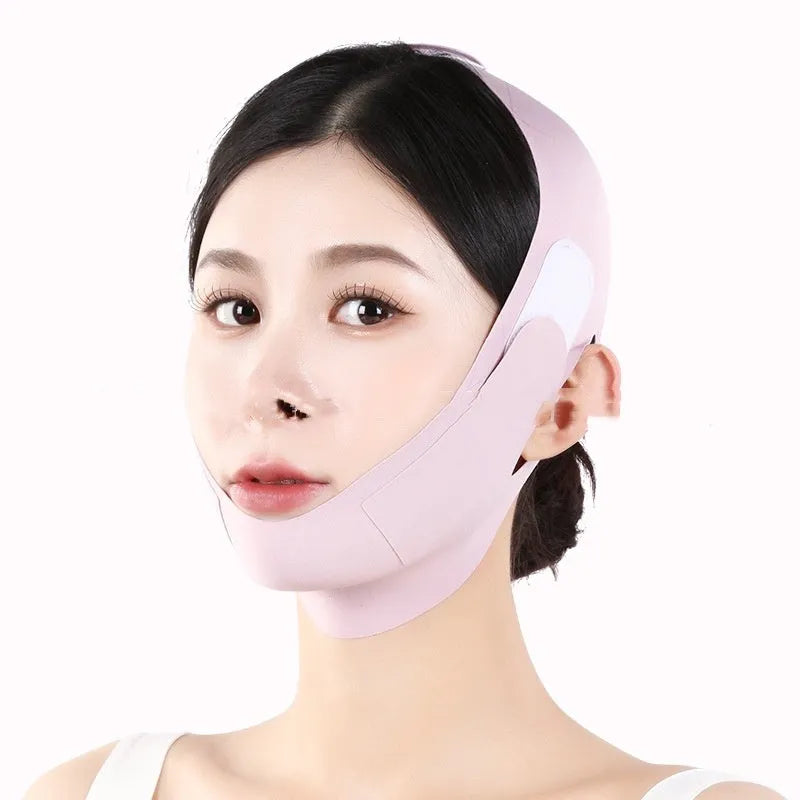 Graphene 9.0 face shaping mask in purple and green colours for facial lifting and tightening support